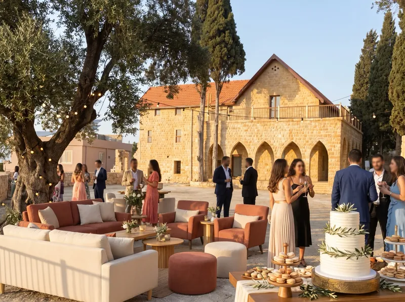 An engagement party under the old olive tree, styled visualisation